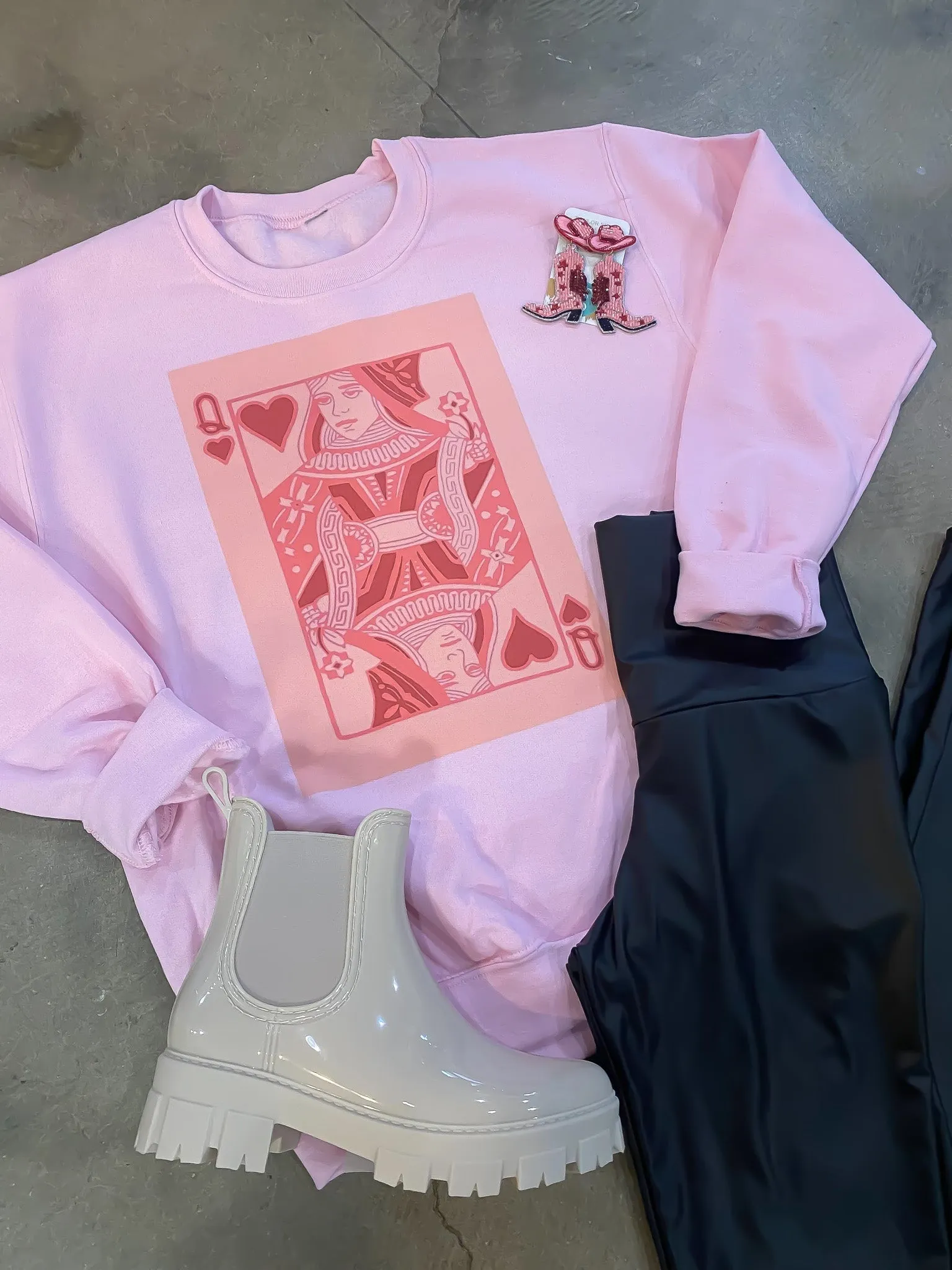 Queen of Pink Hearts Graphic Sweatshirt