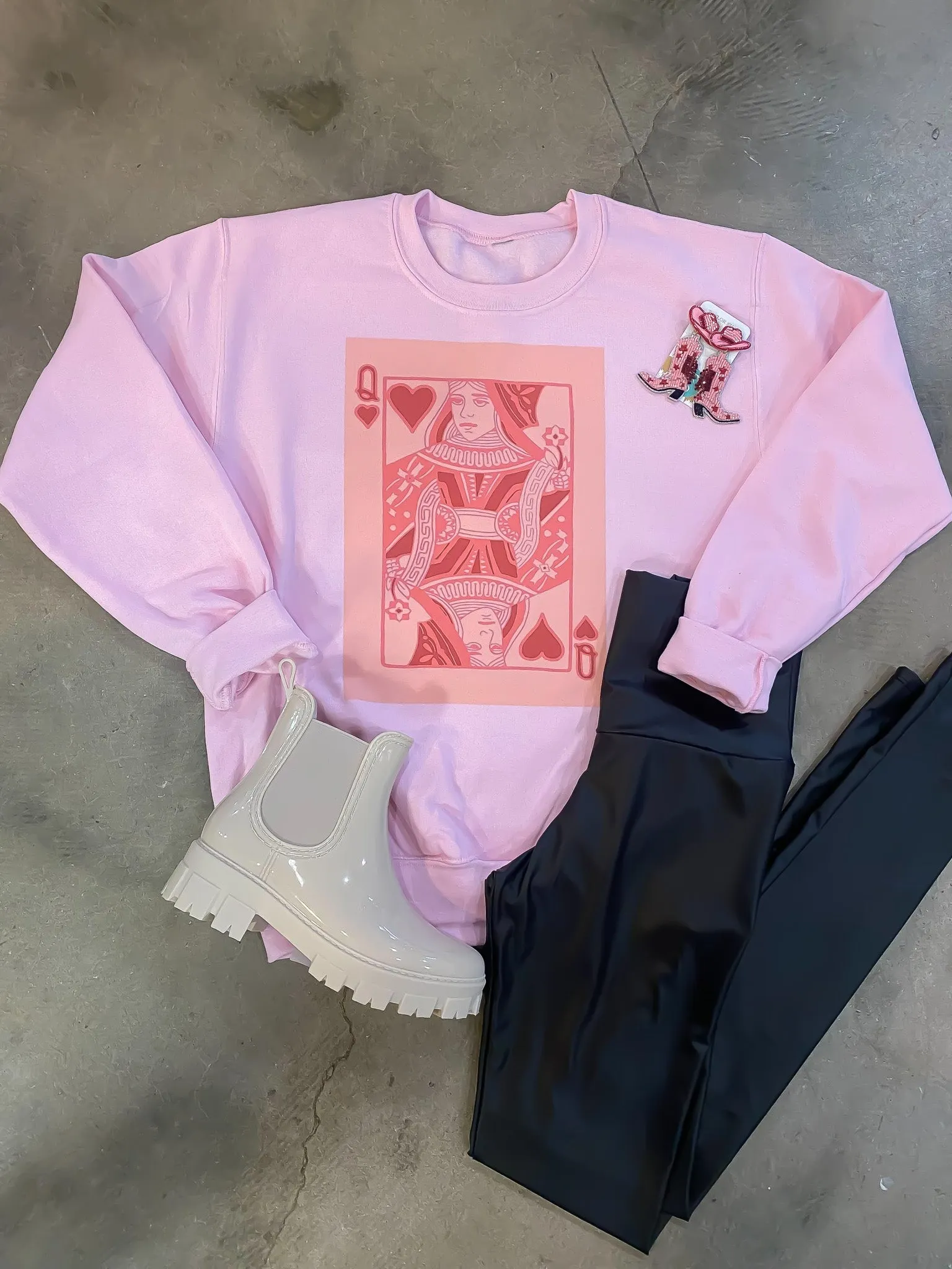 Queen of Pink Hearts Graphic Sweatshirt