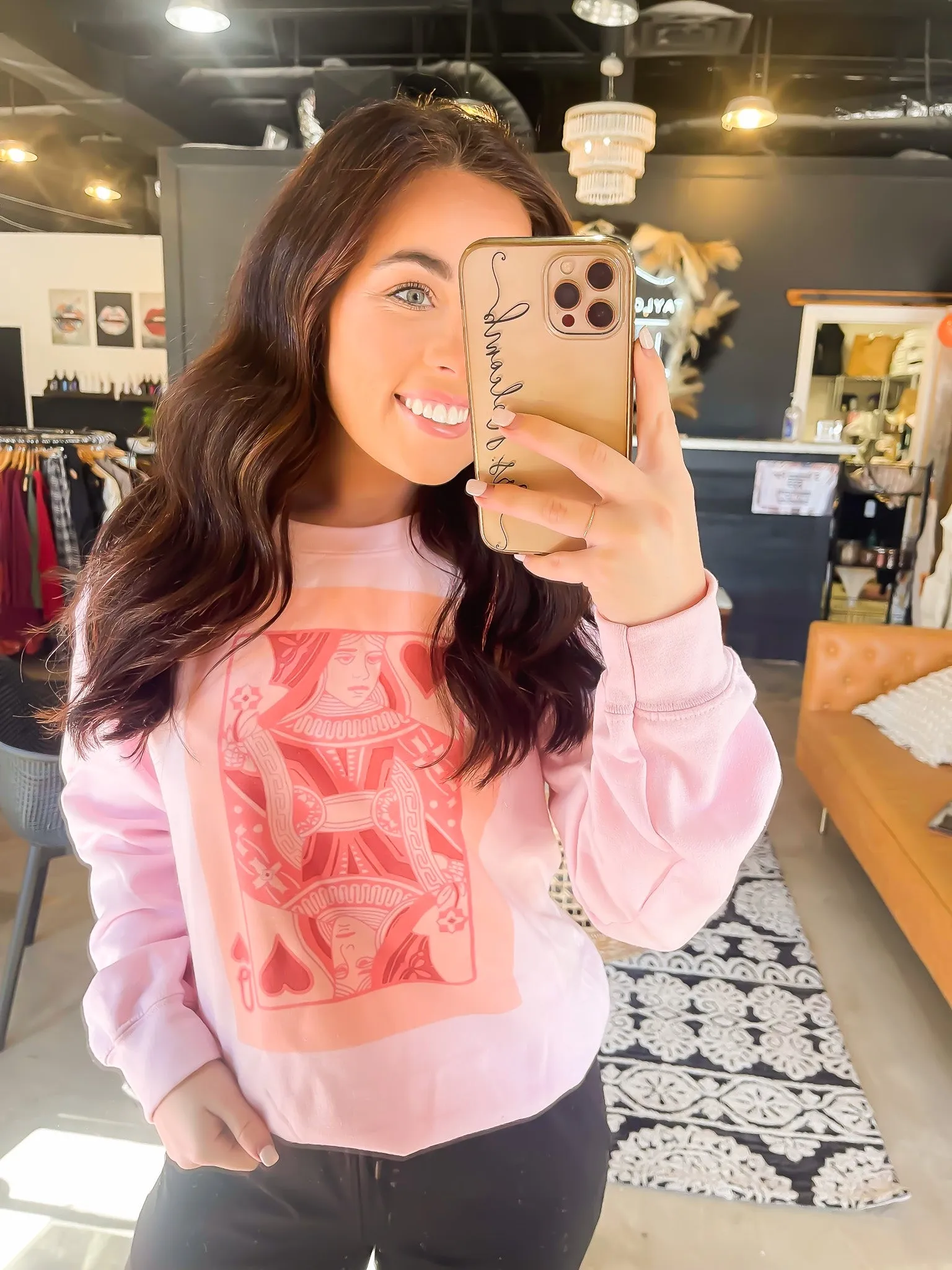 Queen of Pink Hearts Graphic Sweatshirt