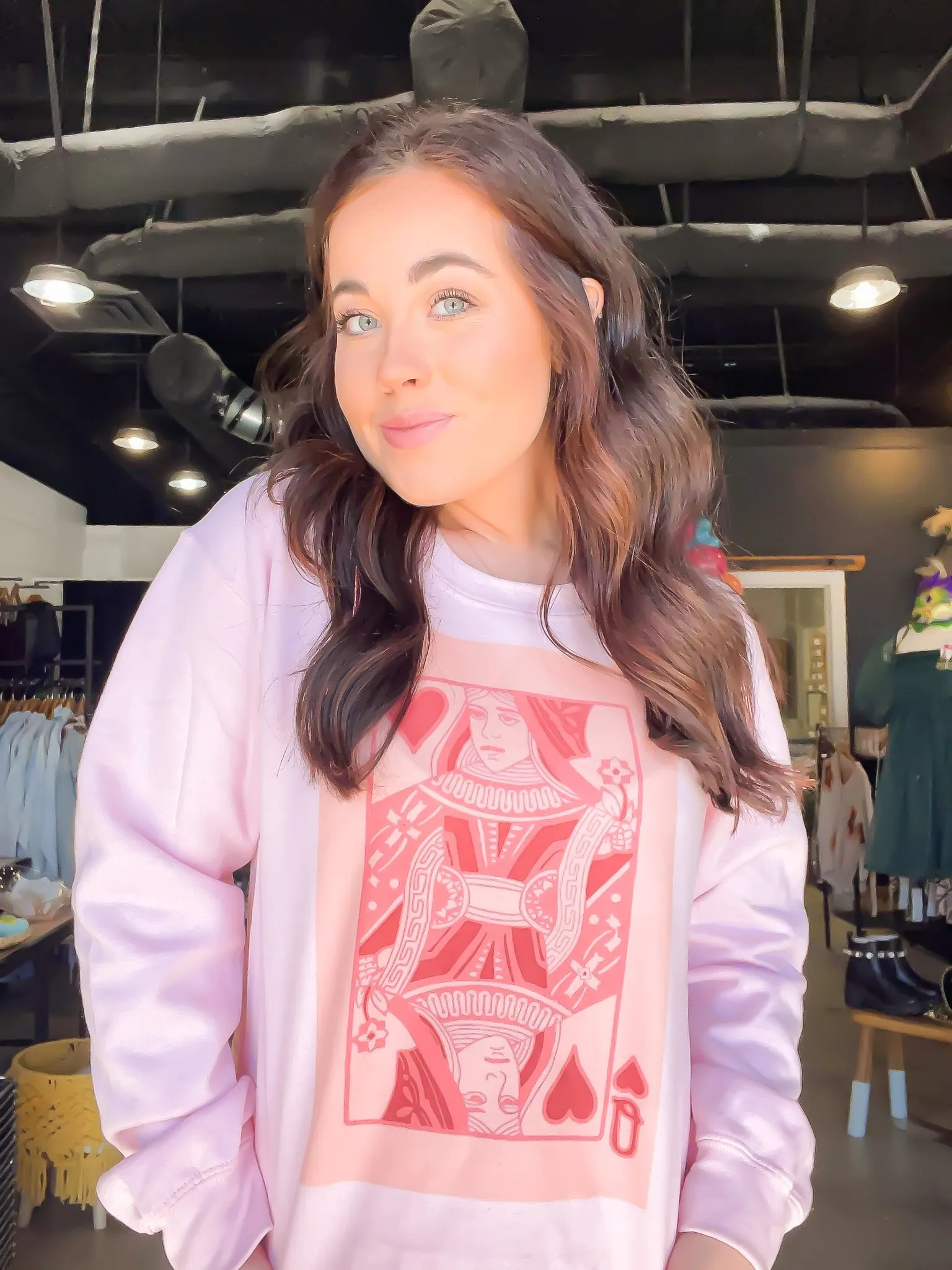 Queen of Pink Hearts Graphic Sweatshirt