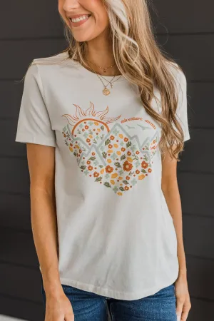 "Adventure Awaits" Graphic Tee- Light Cream