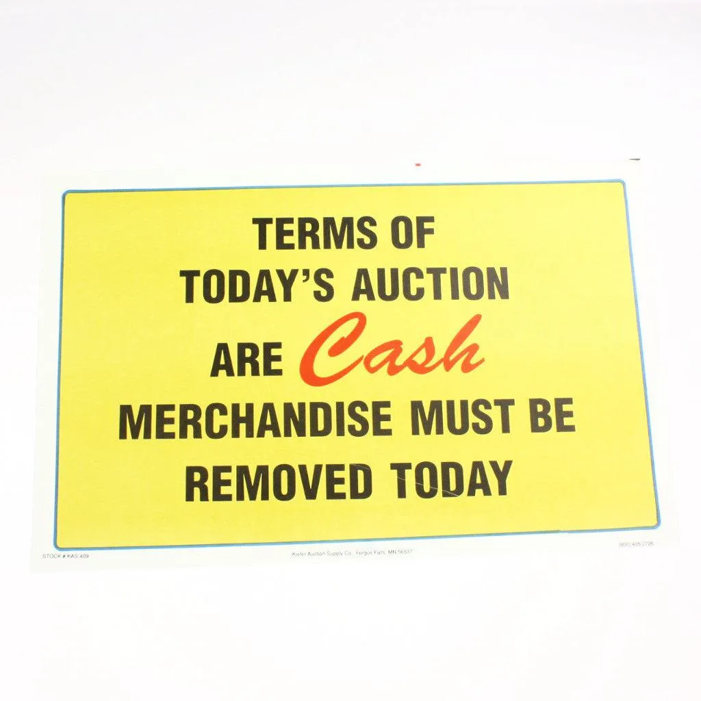"Terms Are Cash" - 11" x 17" Laminated Sign