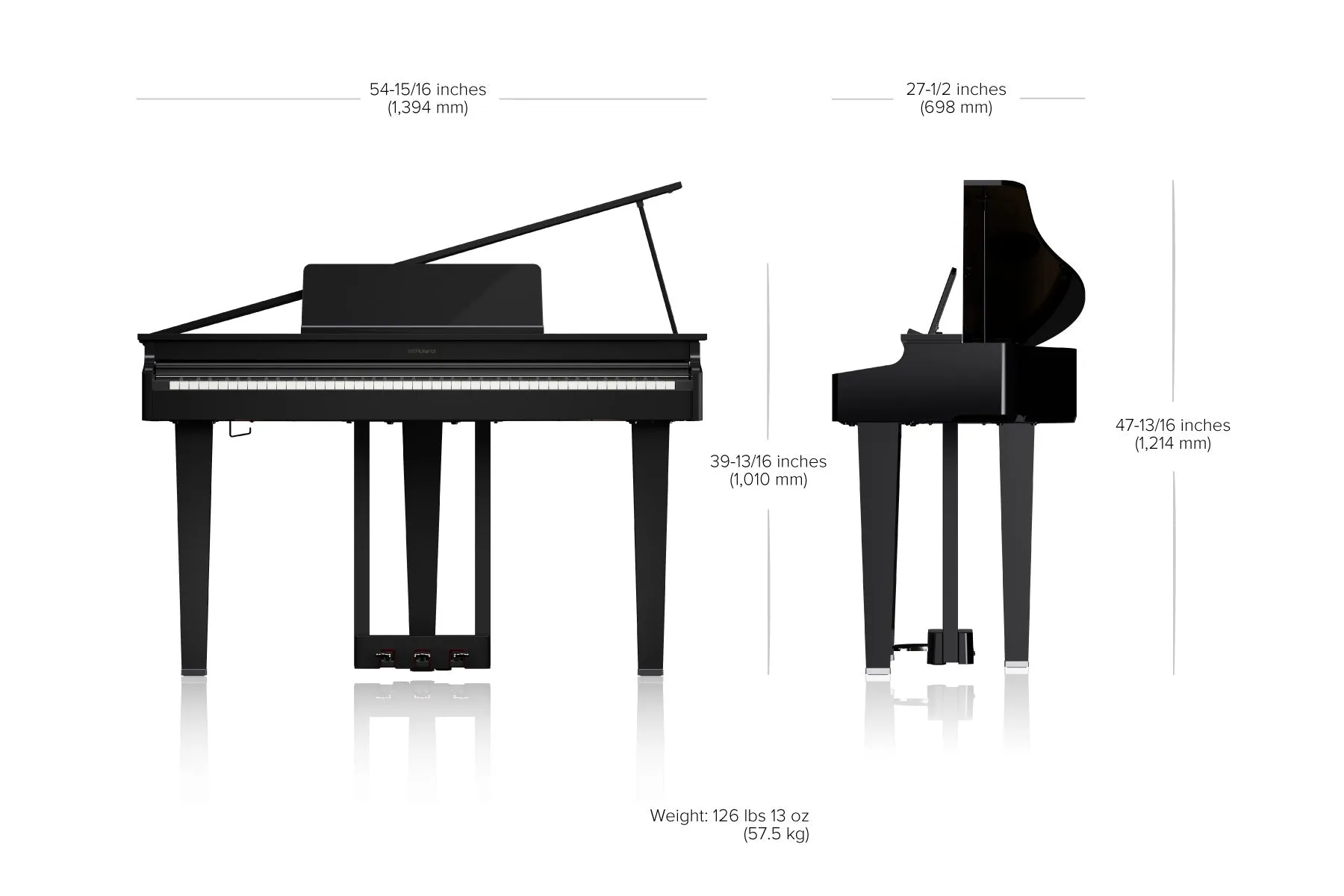 Roland GP-3PE Compact Digital Grand Piano w/Matching Bench - Polished Ebony