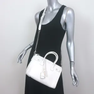 Saint Laurent Baby Sac de Jour Souple Tote White Leather Crossbody Bag