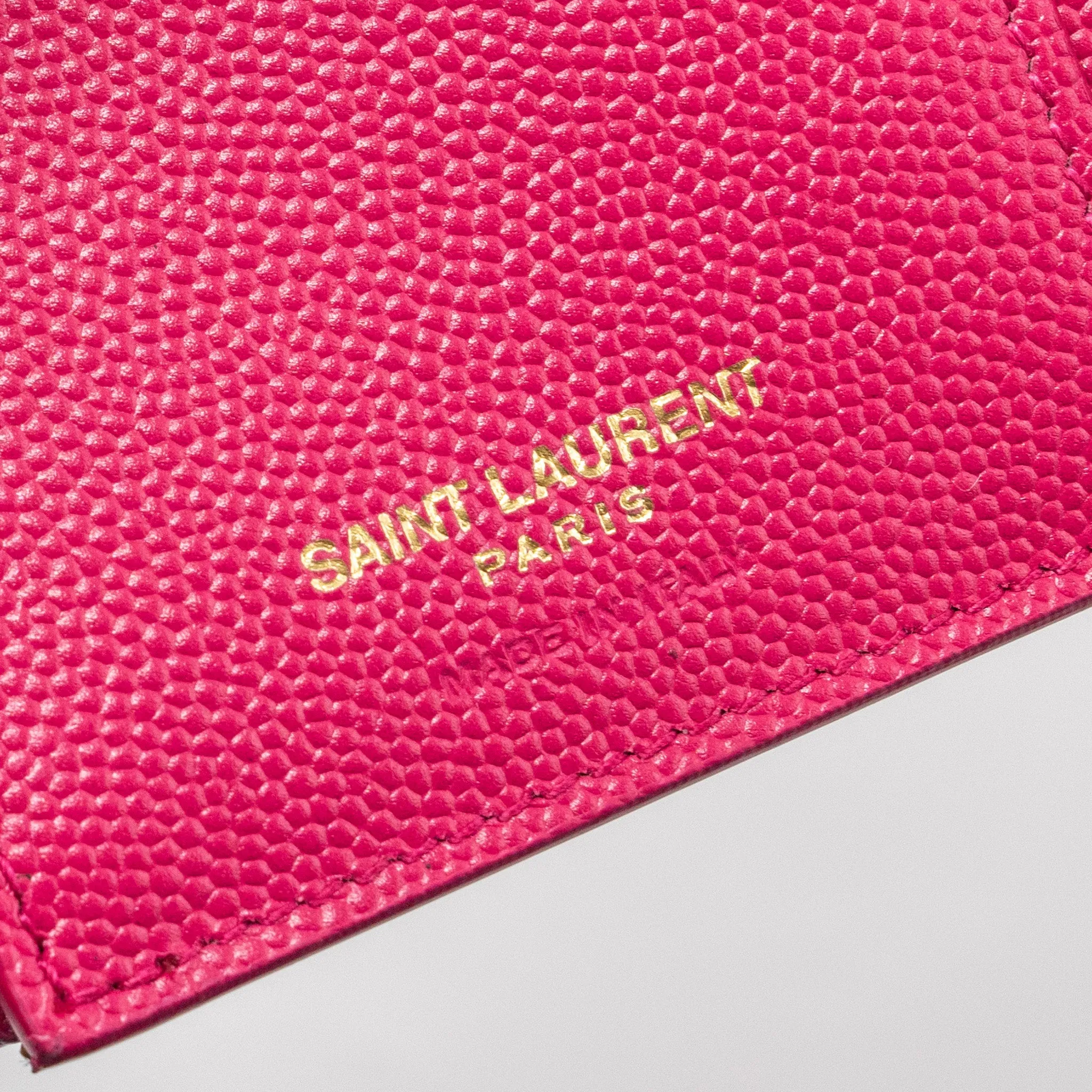 Saint laurent compact tri-fold wallet calfskin pink GHW