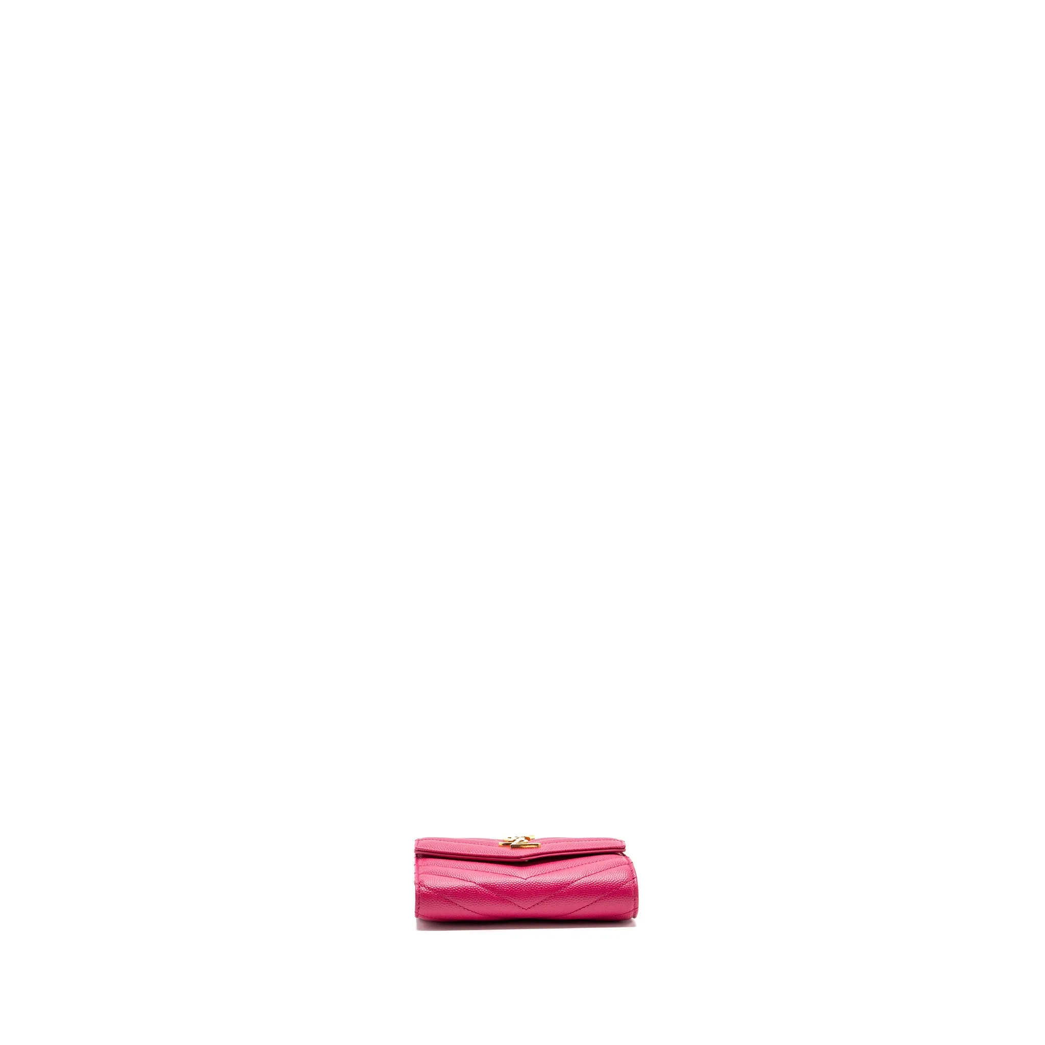 Saint laurent compact tri-fold wallet calfskin pink GHW