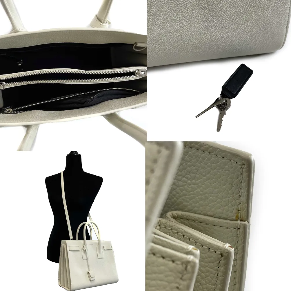 Saint Laurent - YSL Sac de Jour - White Calfskin Tote / Top Handle w/ Strap