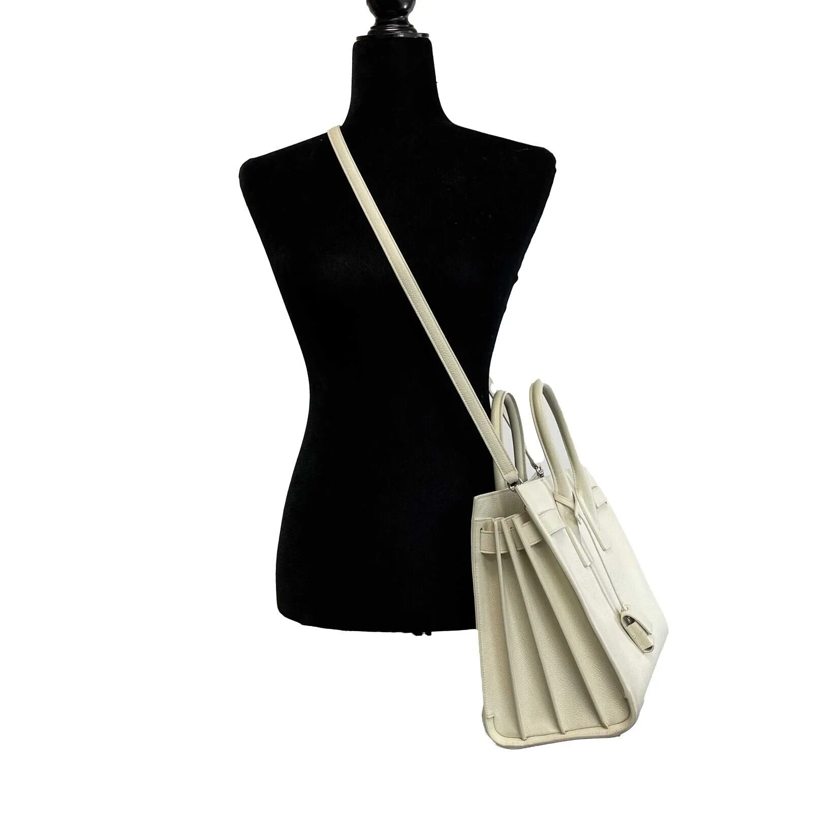 Saint Laurent - YSL Sac de Jour - White Calfskin Tote / Top Handle w/ Strap