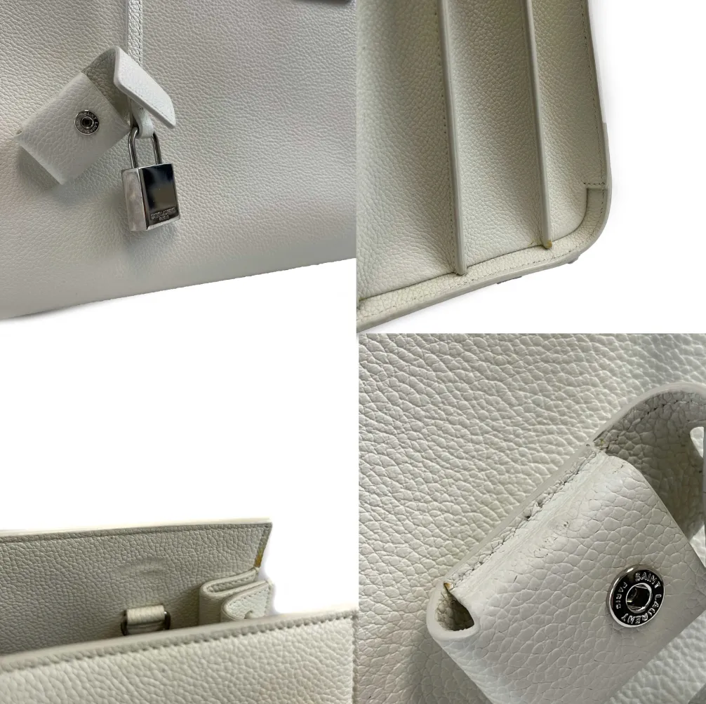 Saint Laurent - YSL Sac de Jour - White Calfskin Tote / Top Handle w/ Strap