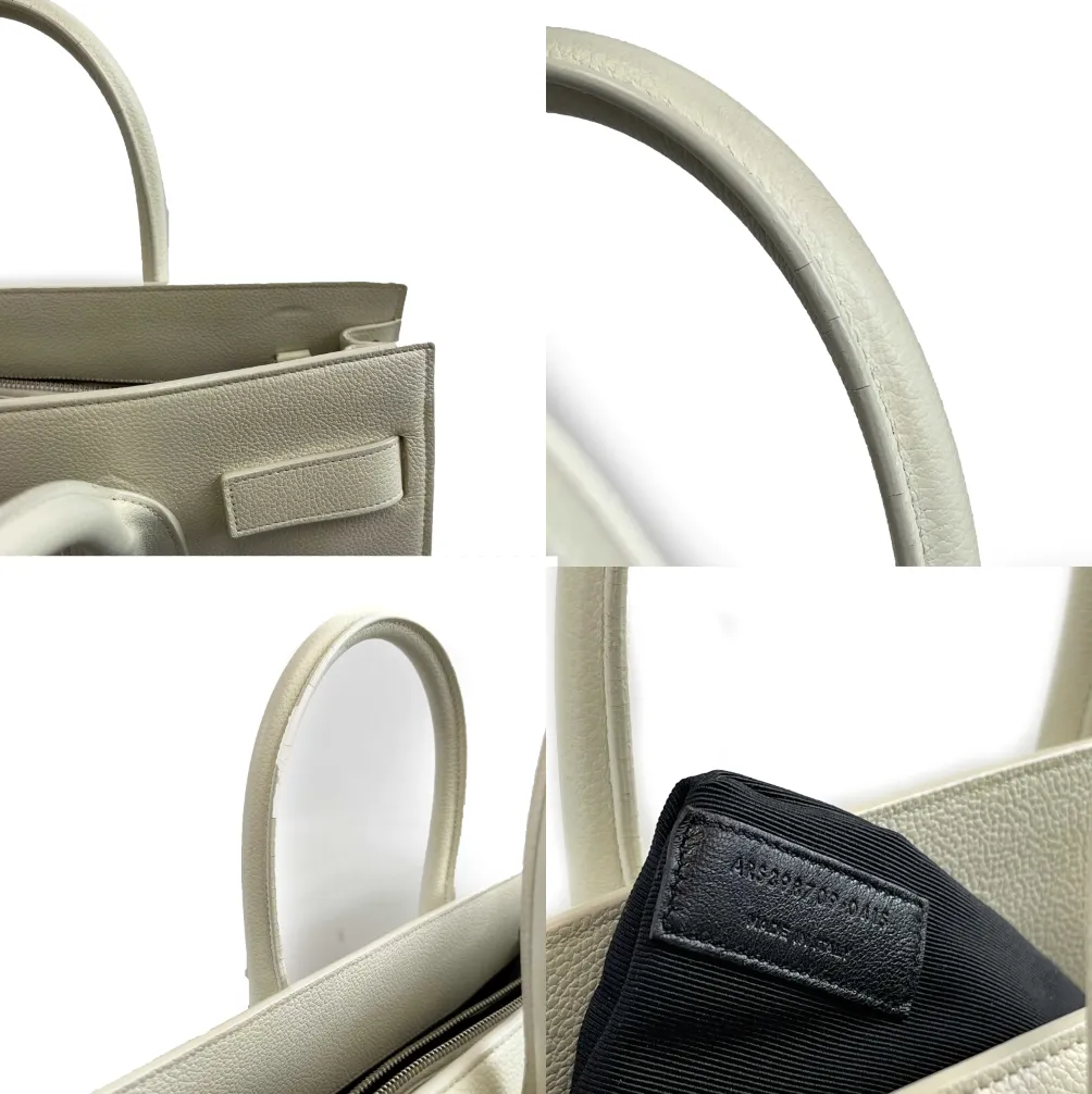 Saint Laurent - YSL Sac de Jour - White Calfskin Tote / Top Handle w/ Strap
