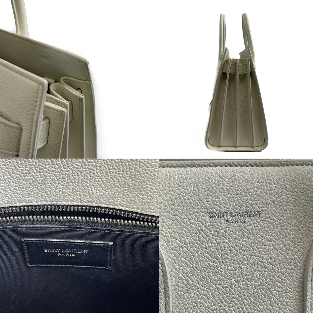 Saint Laurent - YSL Sac de Jour - White Calfskin Tote / Top Handle w/ Strap