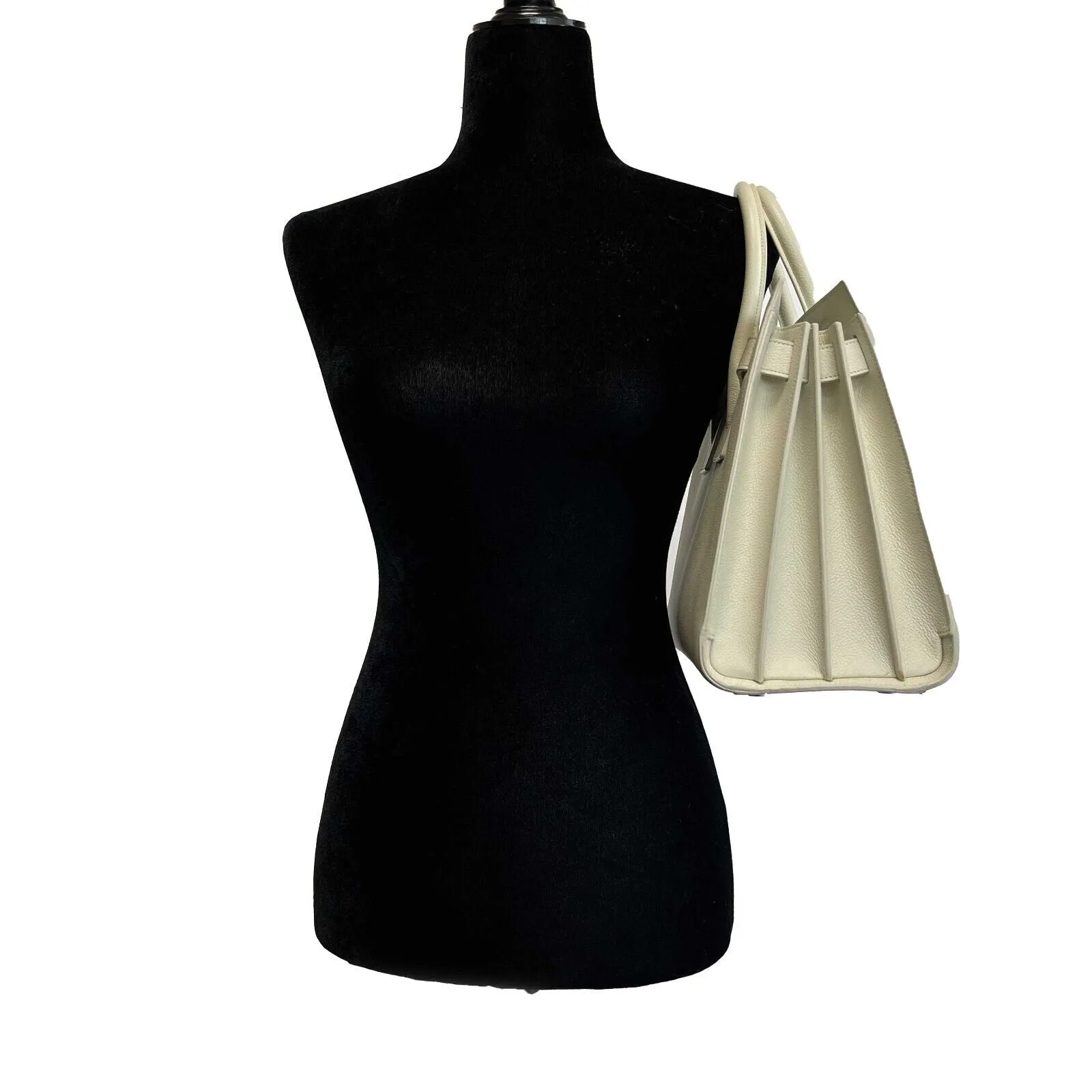 Saint Laurent - YSL Sac de Jour - White Calfskin Tote / Top Handle w/ Strap