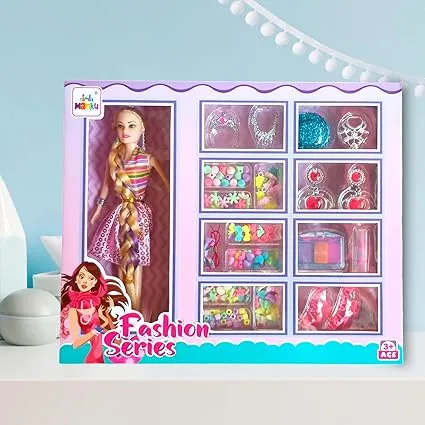 SCOFFCO Doll Set with Accessories, Multicolour