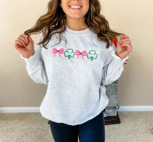 Shamrock and Bows Embroidered Crew/Tee