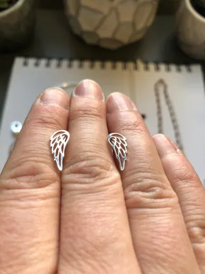 Shenanigans - January - Sterling Silver Angel Wings Studs (Earrings)