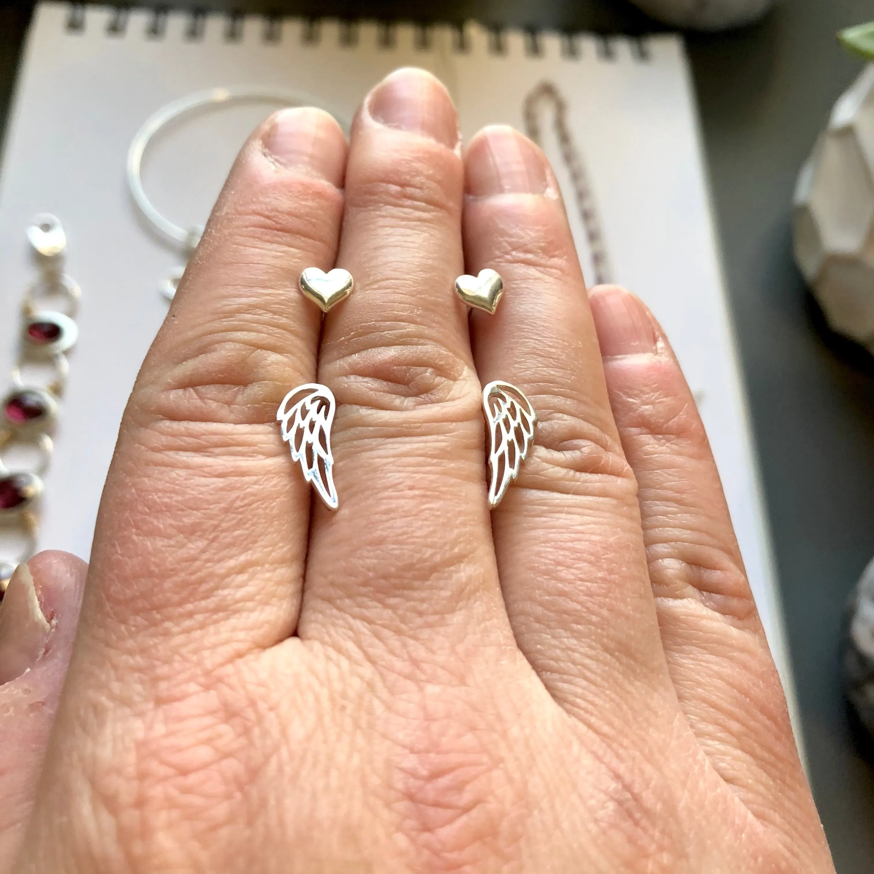 Shenanigans - January - Sterling Silver Angel Wings Studs (Earrings)