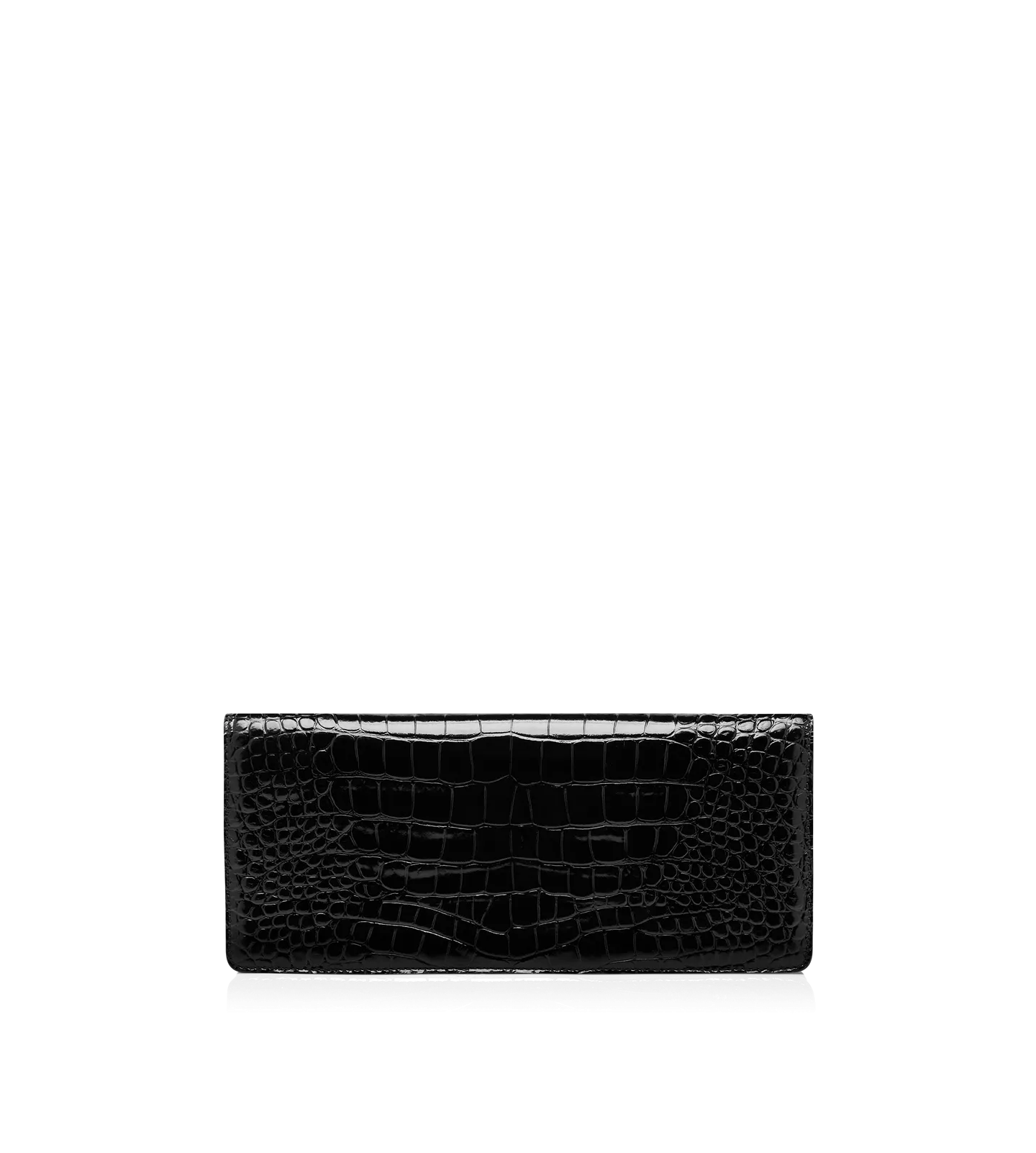 Shiny Stamped Crocodile Leather Wallis Clutch