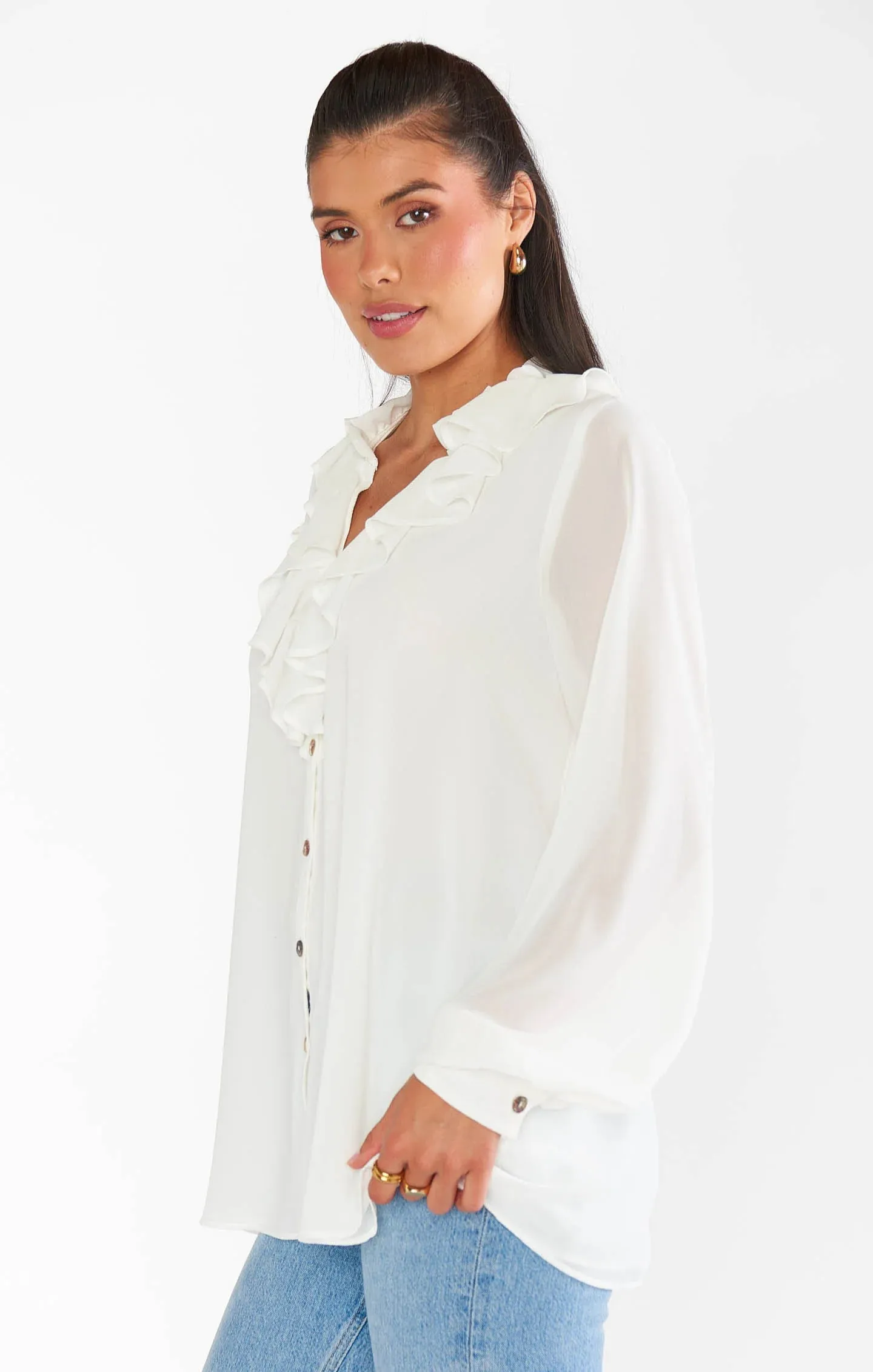 Show Me Your Mumu | Suki Ruffle Top {Wedding Cake Chiffon}