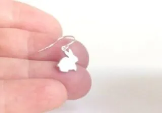 Silver Bunny Earrings, little silver rabbit earring, small rabbit dangle earring, baby bunny earring, girls Easter earring tiny silver bunny