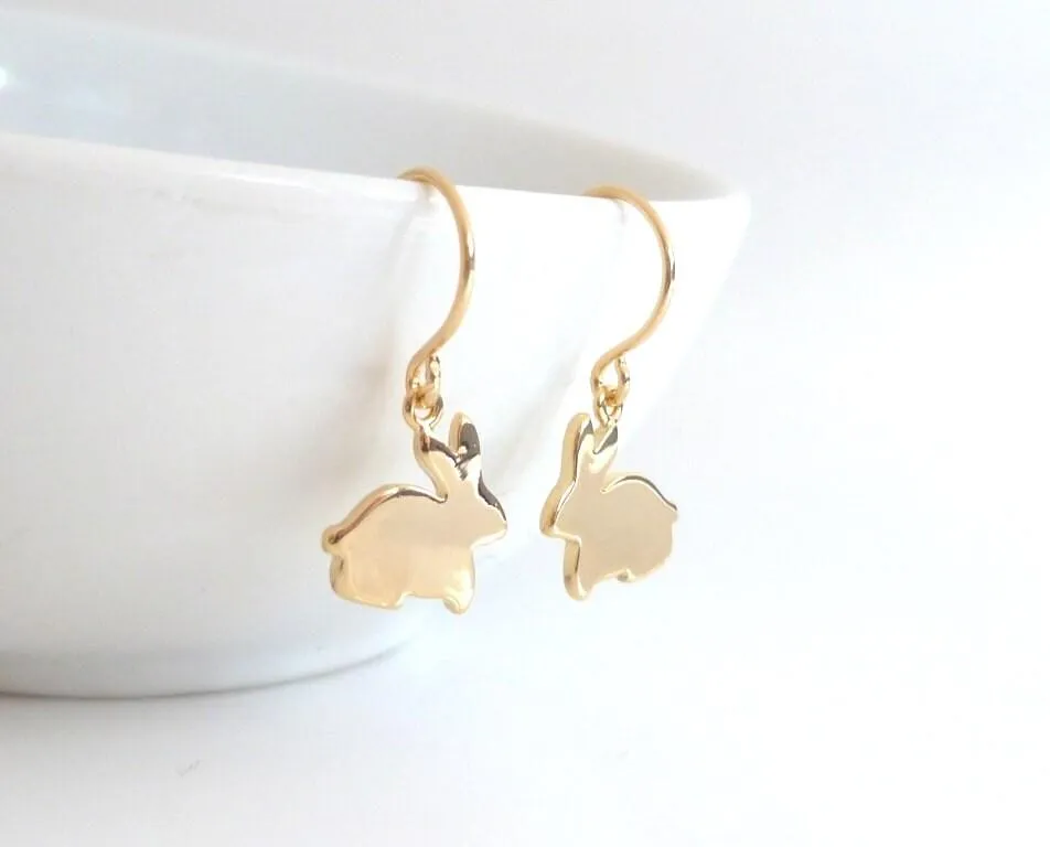 Silver Bunny Earrings, little silver rabbit earring, small rabbit dangle earring, baby bunny earring, girls Easter earring tiny silver bunny