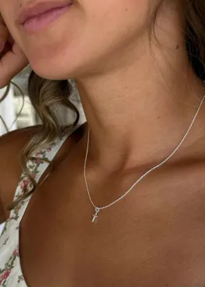 Silver Girl Tiny Cross Necklace