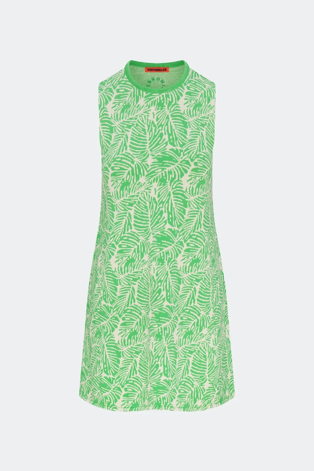 SIMONMILLER - Zana Mini Dress - Klein Blue Wavy Gingham & Gummy Green Palm Leaf