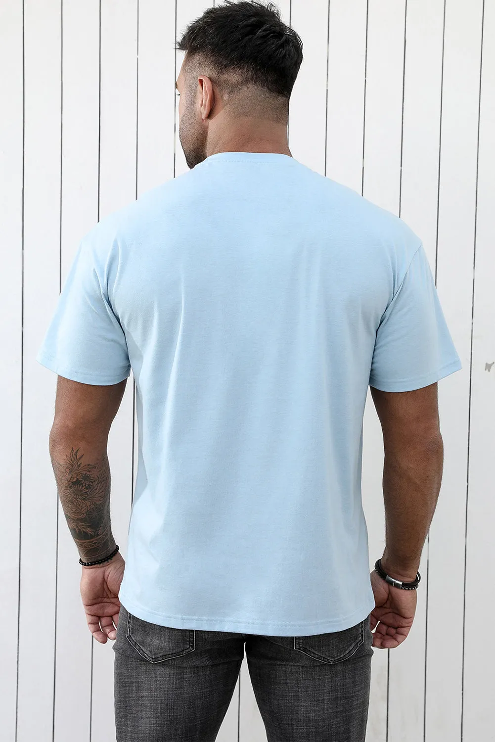 Sky Blue BASEBALL DAD #20 Print O-neck Short Sleeve Men's T Shirt
