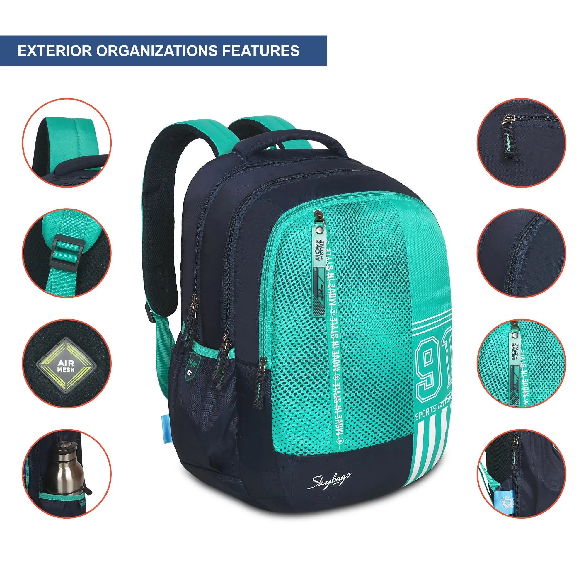 Skybags Shield  02 School Backpack Teal