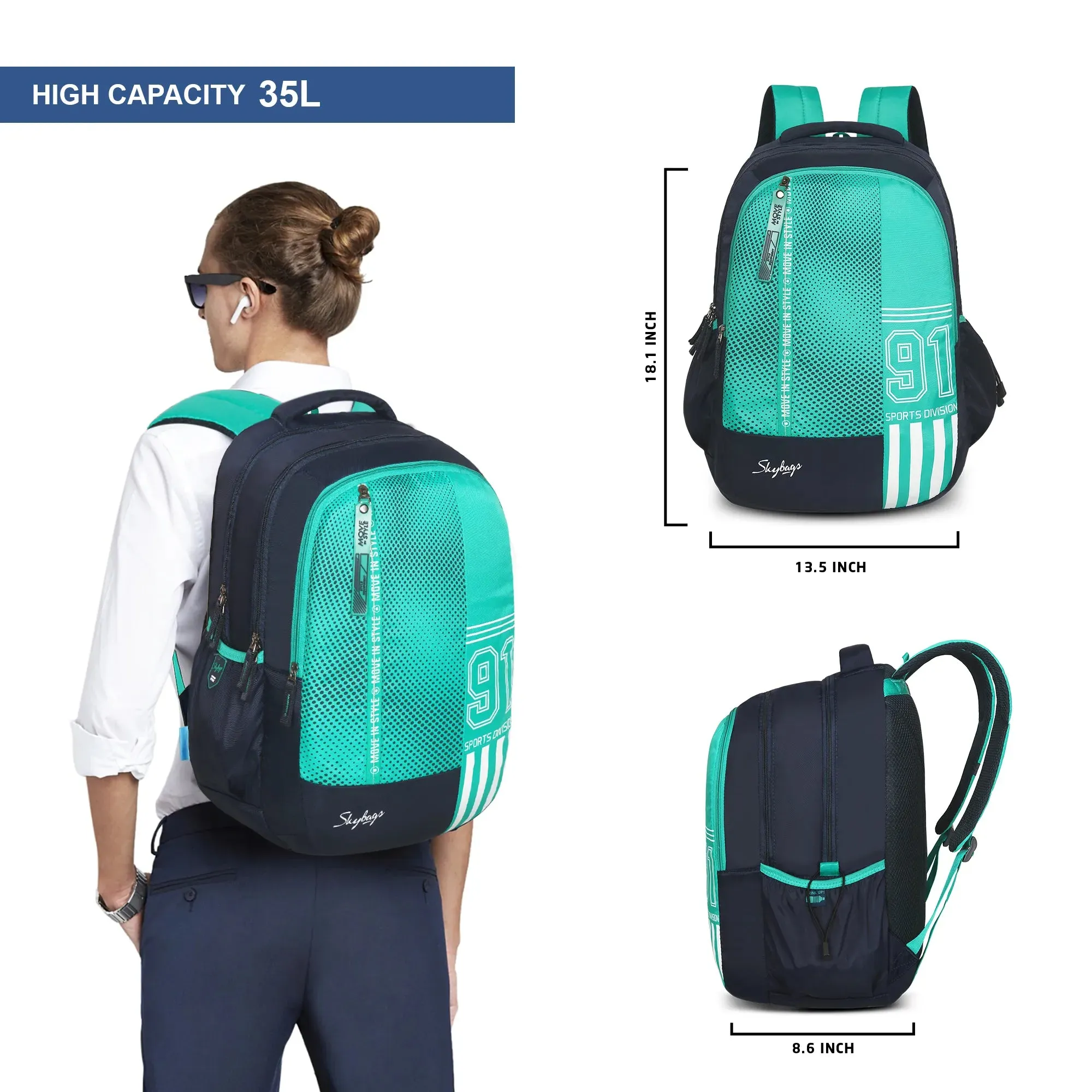 Skybags Shield  02 School Backpack Teal