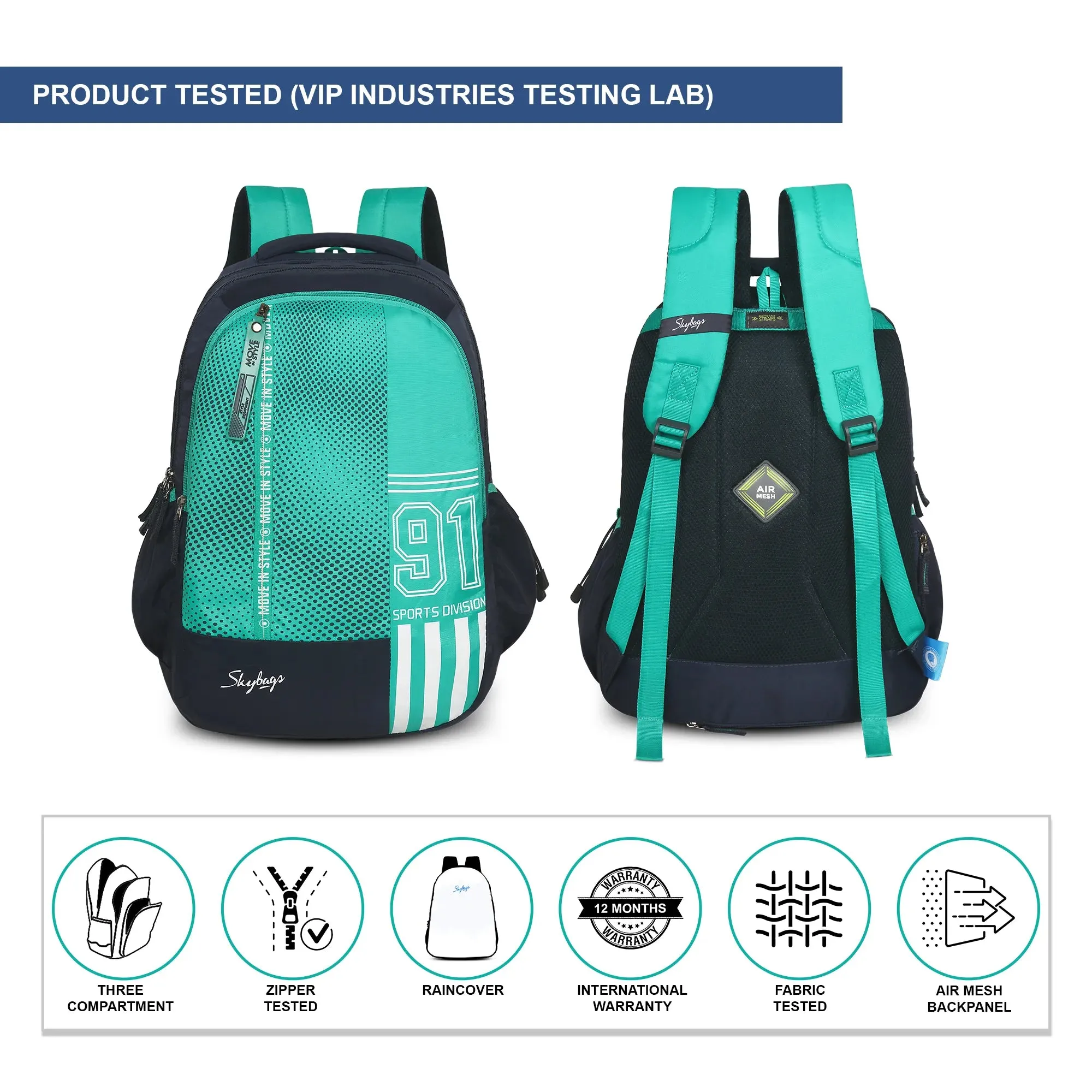 Skybags Shield  02 School Backpack Teal