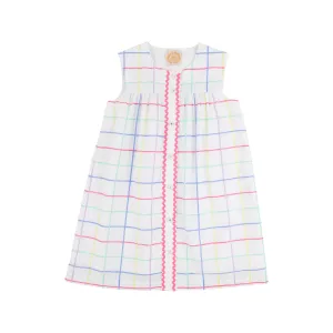 Sleeveless Tabitha's Teacher's Pet Dress - Water Street Windowpane with Worth Avenue White & Winter Park Pink
