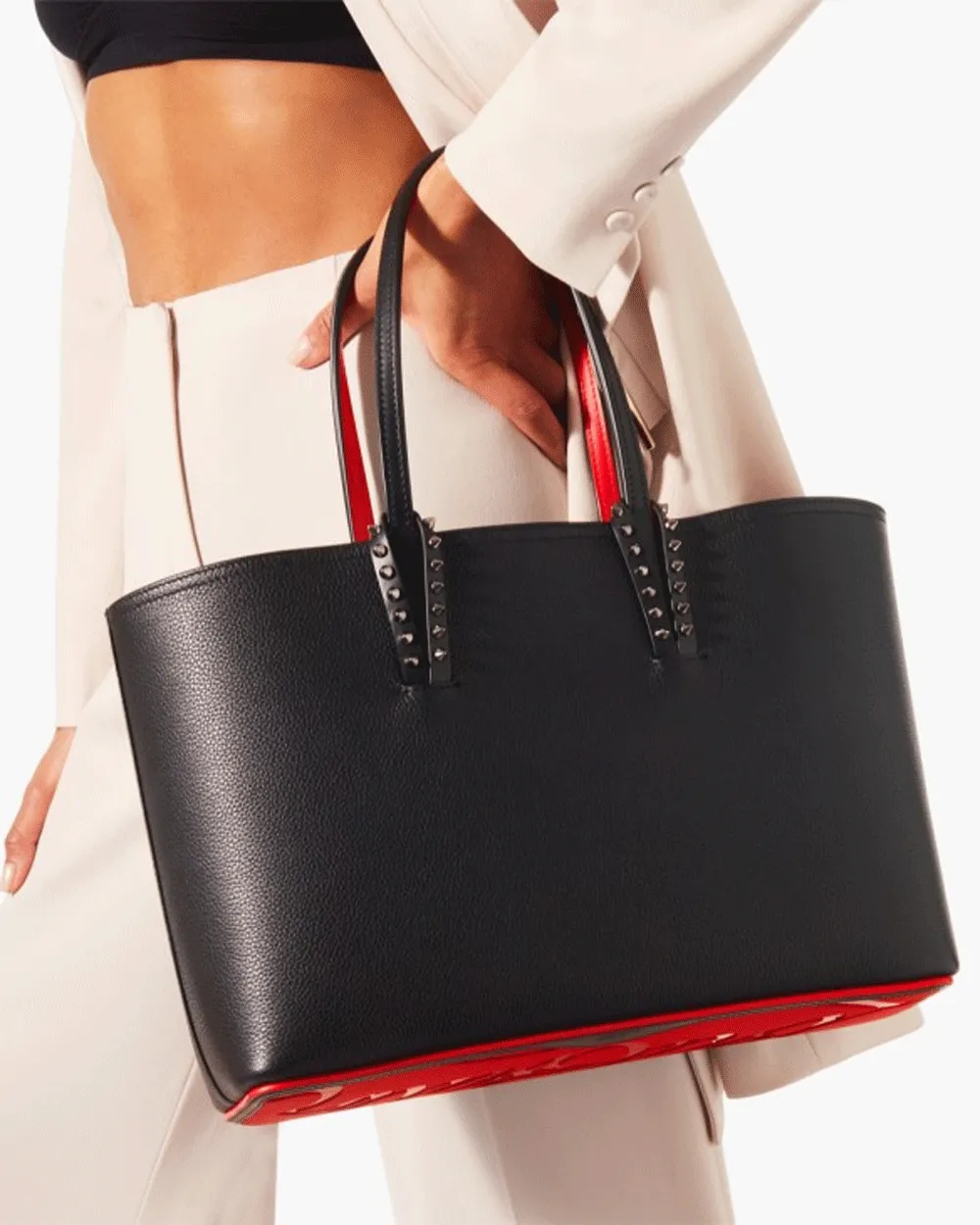 Small Cabata Leather Tote in Black