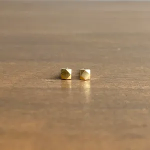 Small Gold Faceted Stud Earrings
