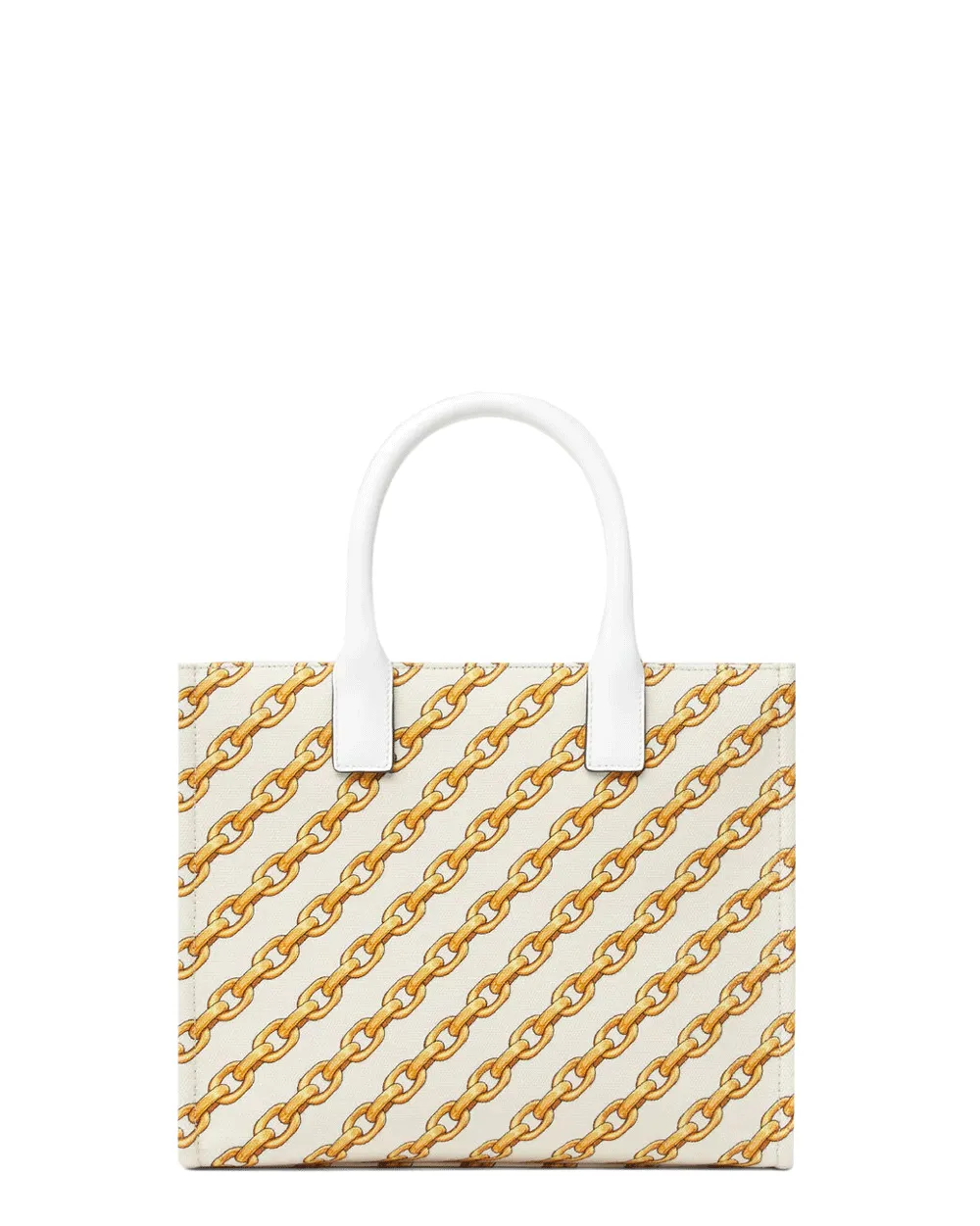 Small La Medusa Chain Stripe Tote in Gold White