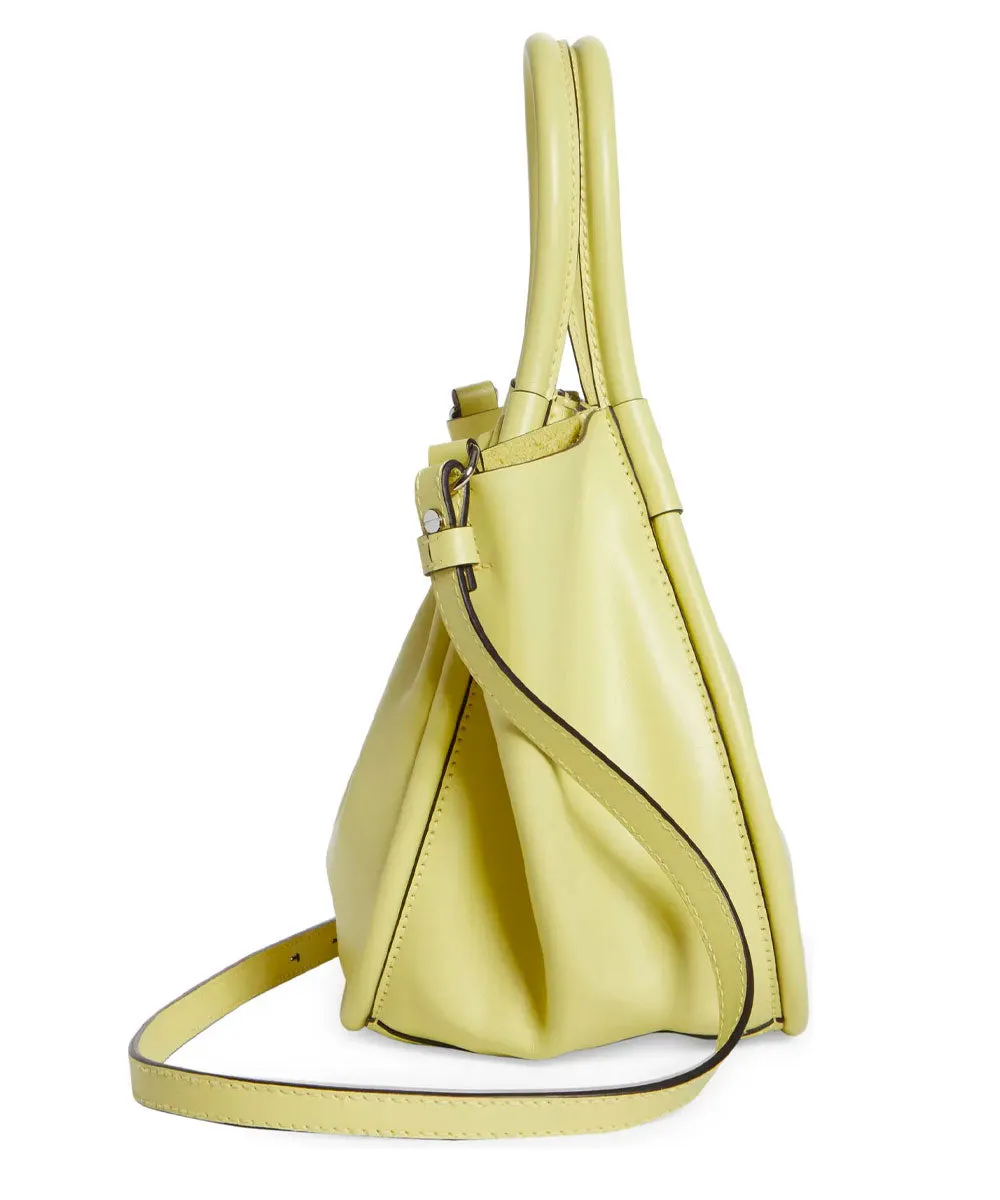 Small Ruched Crossbody Tote in Lemongrass