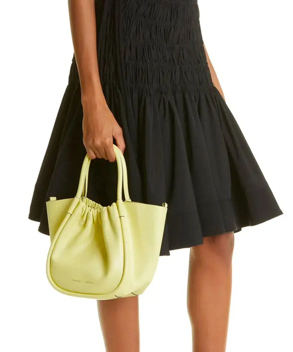 Small Ruched Crossbody Tote in Lemongrass