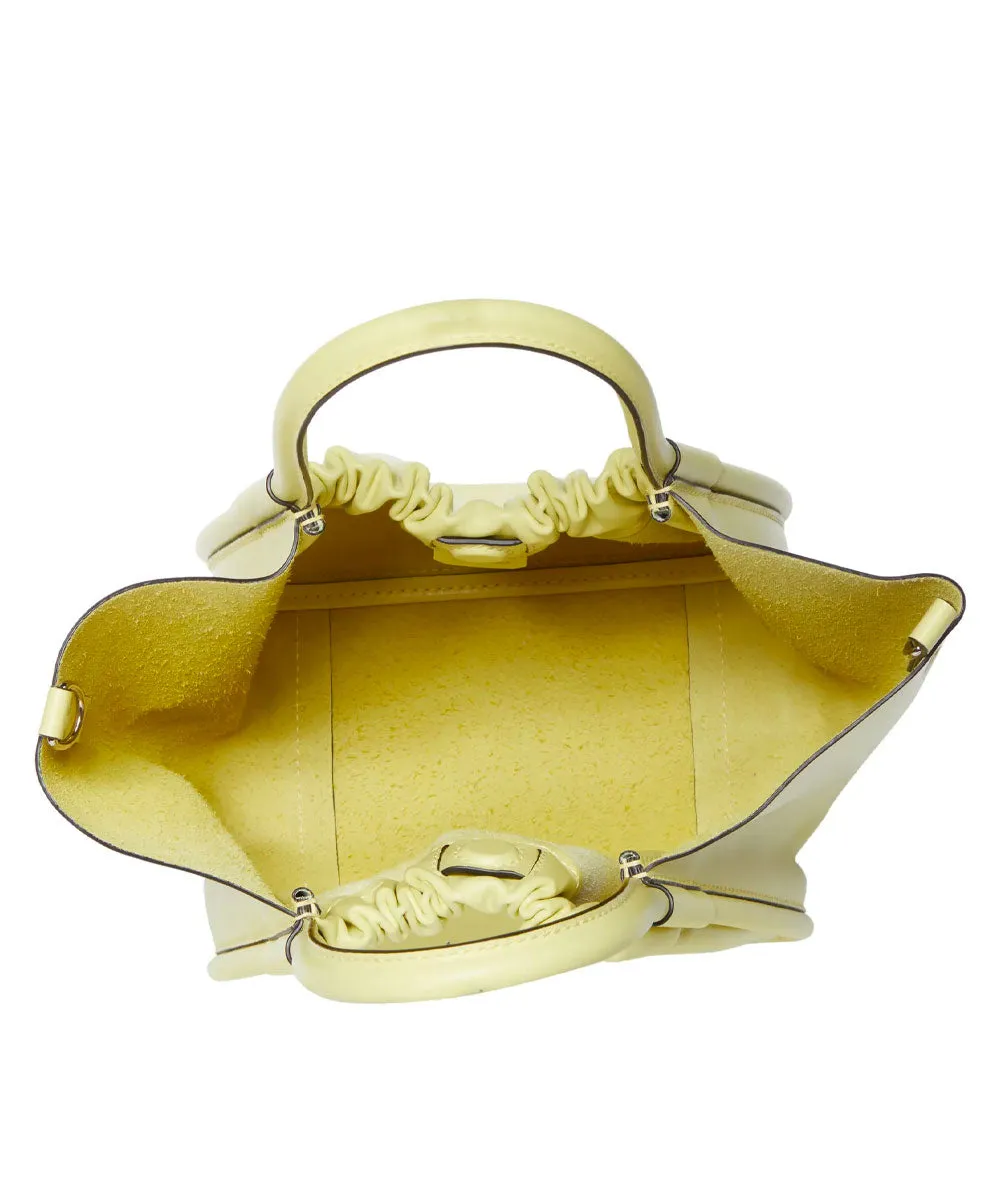 Small Ruched Crossbody Tote in Lemongrass