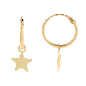 Solid Star Hoop Earring 14K