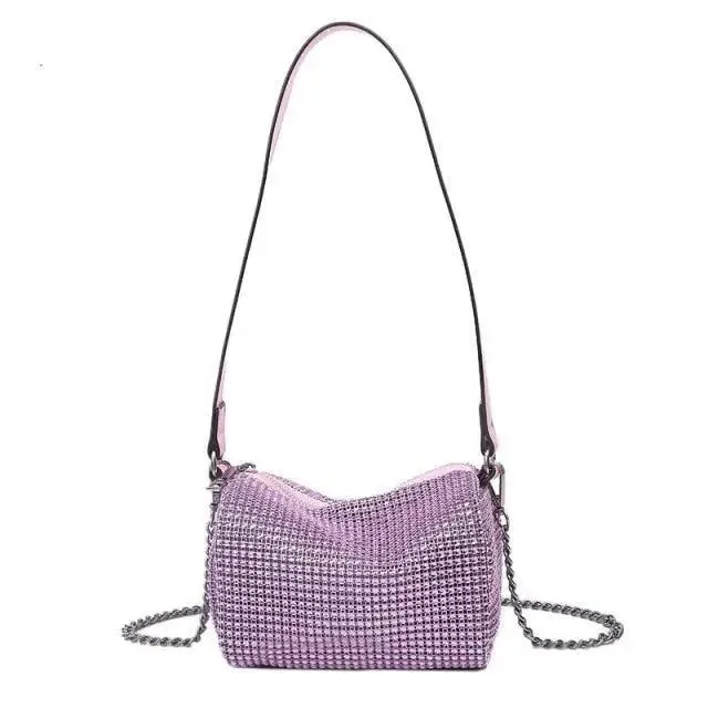 Sparkling Rhinestone Bag For Females Mini Portable Hand Bag Diamond Messenger Bag Fashionable Zipper Feminina Evening bag