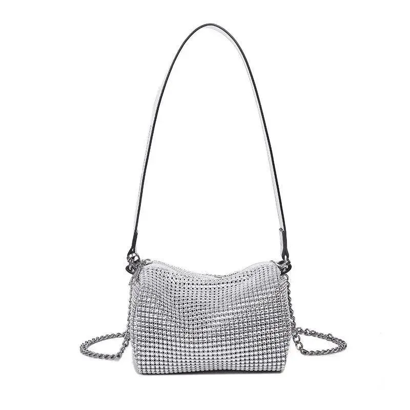 Sparkling Rhinestone Bag For Females Mini Portable Hand Bag Diamond Messenger Bag Fashionable Zipper Feminina Evening bag