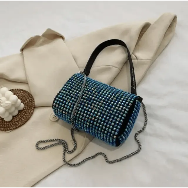 Sparkling Rhinestone Bag For Females Mini Portable Hand Bag Diamond Messenger Bag Fashionable Zipper Feminina Evening bag