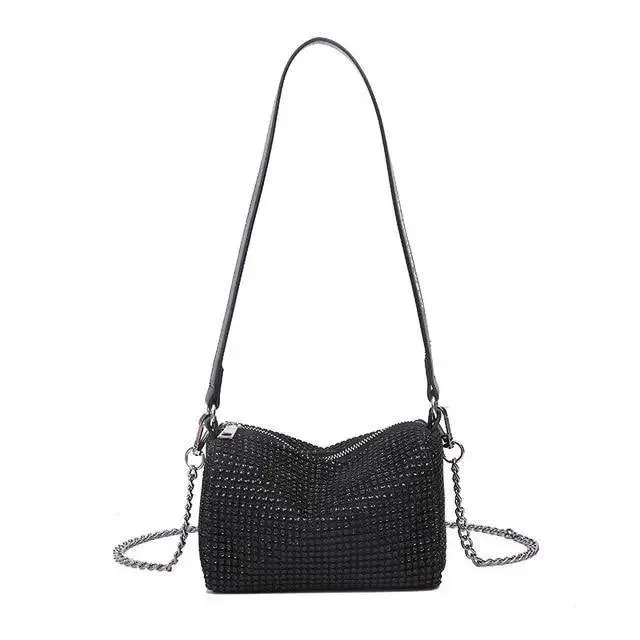 Sparkling Rhinestone Bag For Females Mini Portable Hand Bag Diamond Messenger Bag Fashionable Zipper Feminina Evening bag