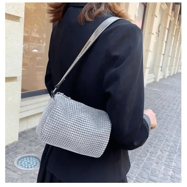 Sparkling Rhinestone Bag For Females Mini Portable Hand Bag Diamond Messenger Bag Fashionable Zipper Feminina Evening bag