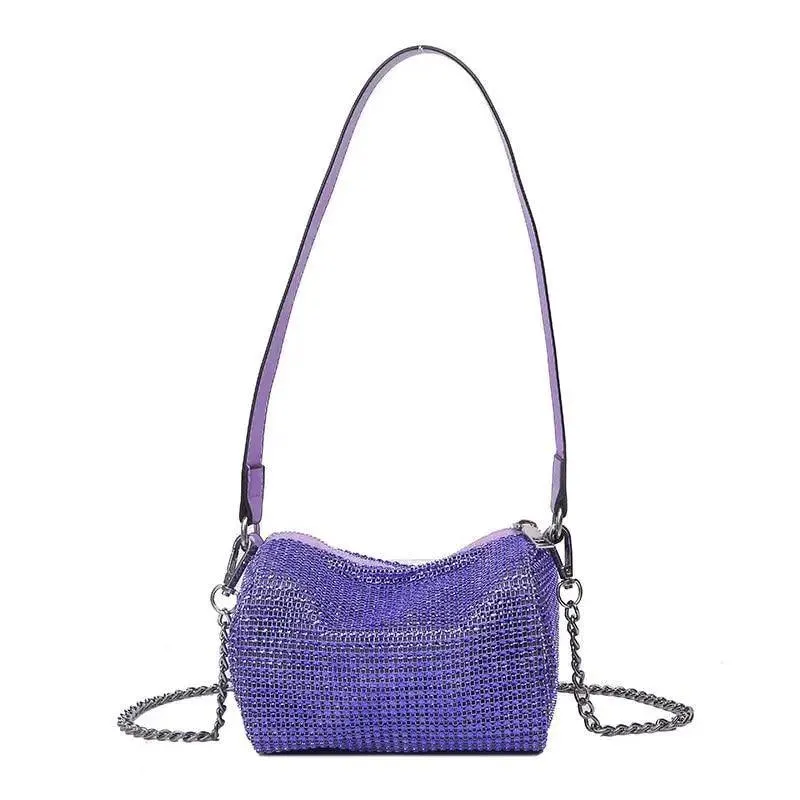 Sparkling Rhinestone Bag For Females Mini Portable Hand Bag Diamond Messenger Bag Fashionable Zipper Feminina Evening bag