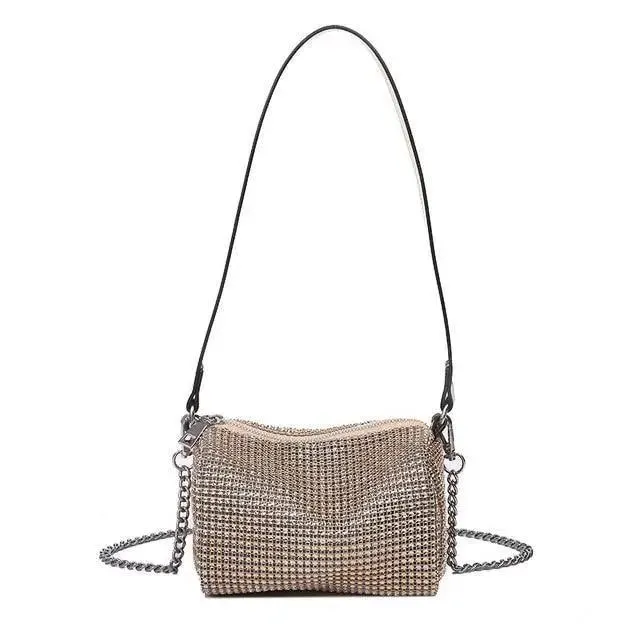 Sparkling Rhinestone Bag For Females Mini Portable Hand Bag Diamond Messenger Bag Fashionable Zipper Feminina Evening bag