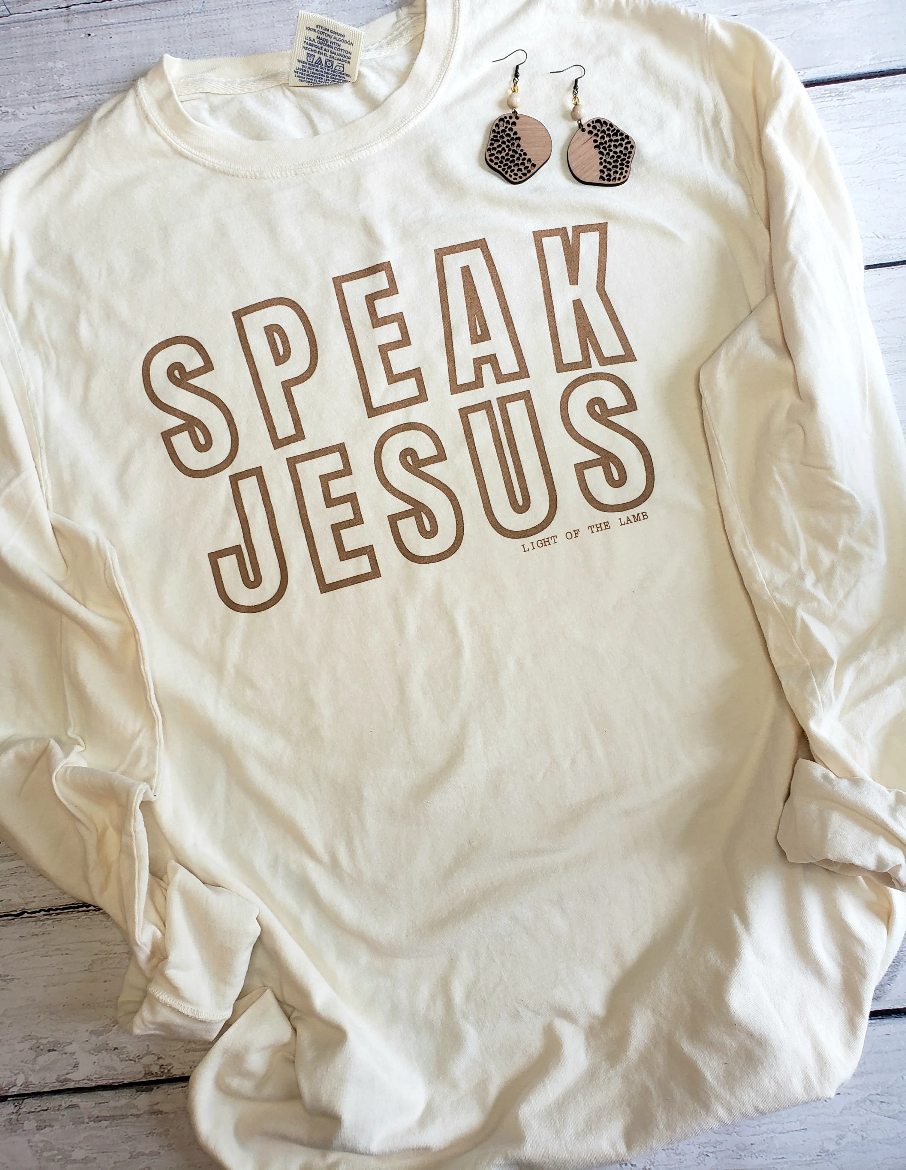 Speak Jesus Comfort Wash LS Tee