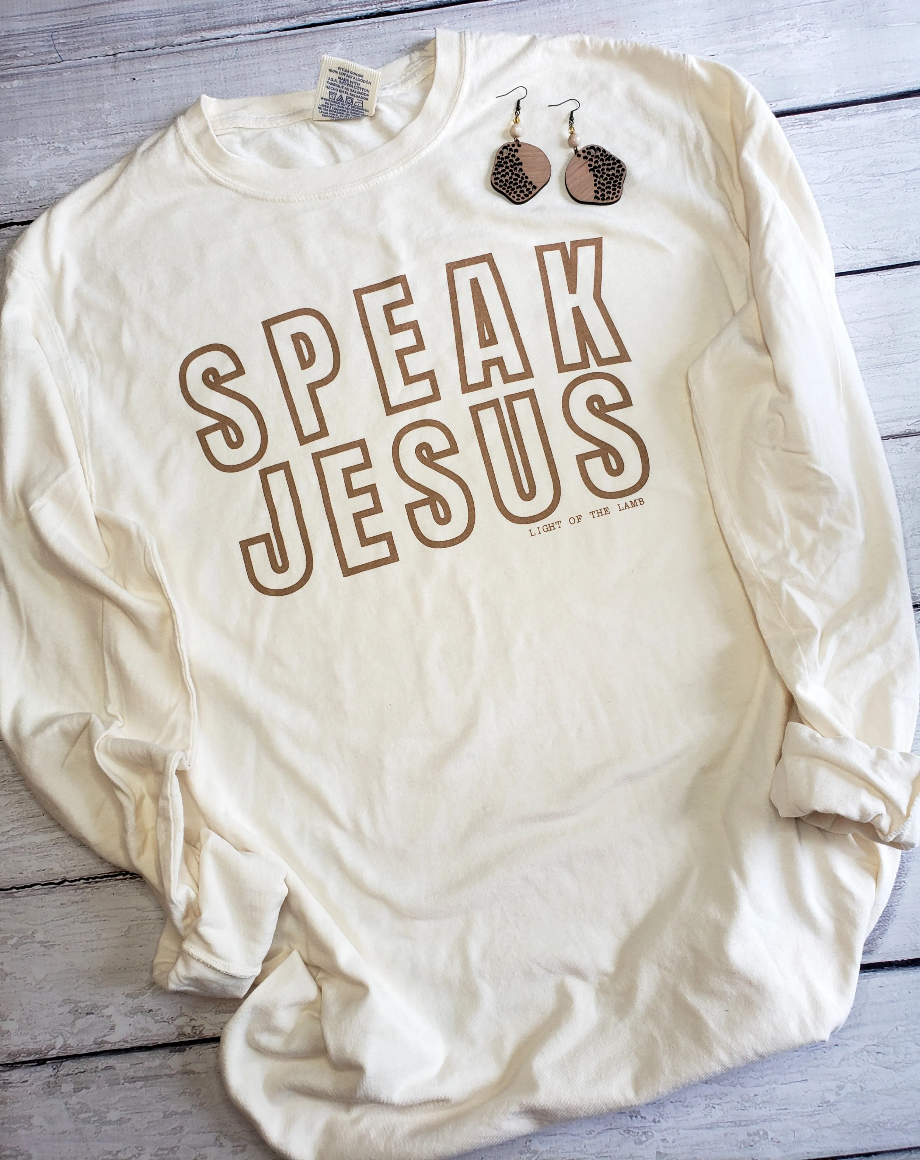 Speak Jesus Comfort Wash LS Tee