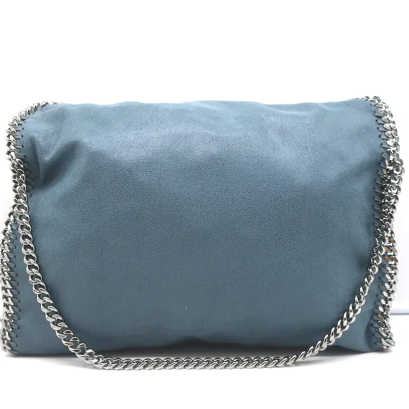Stella McCartney Falabella Fold-Over Tote Blue Faux Leather Shoulder Bag