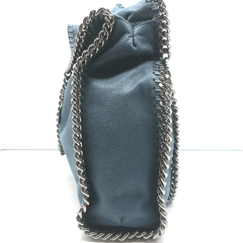 Stella McCartney Falabella Fold-Over Tote Blue Faux Leather Shoulder Bag