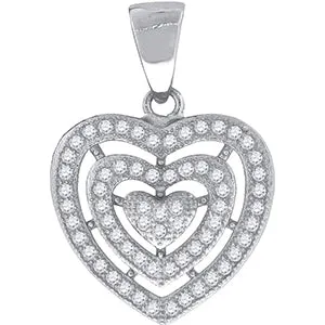 Sterling Silver Wo Round CZ Three Heart Pendant